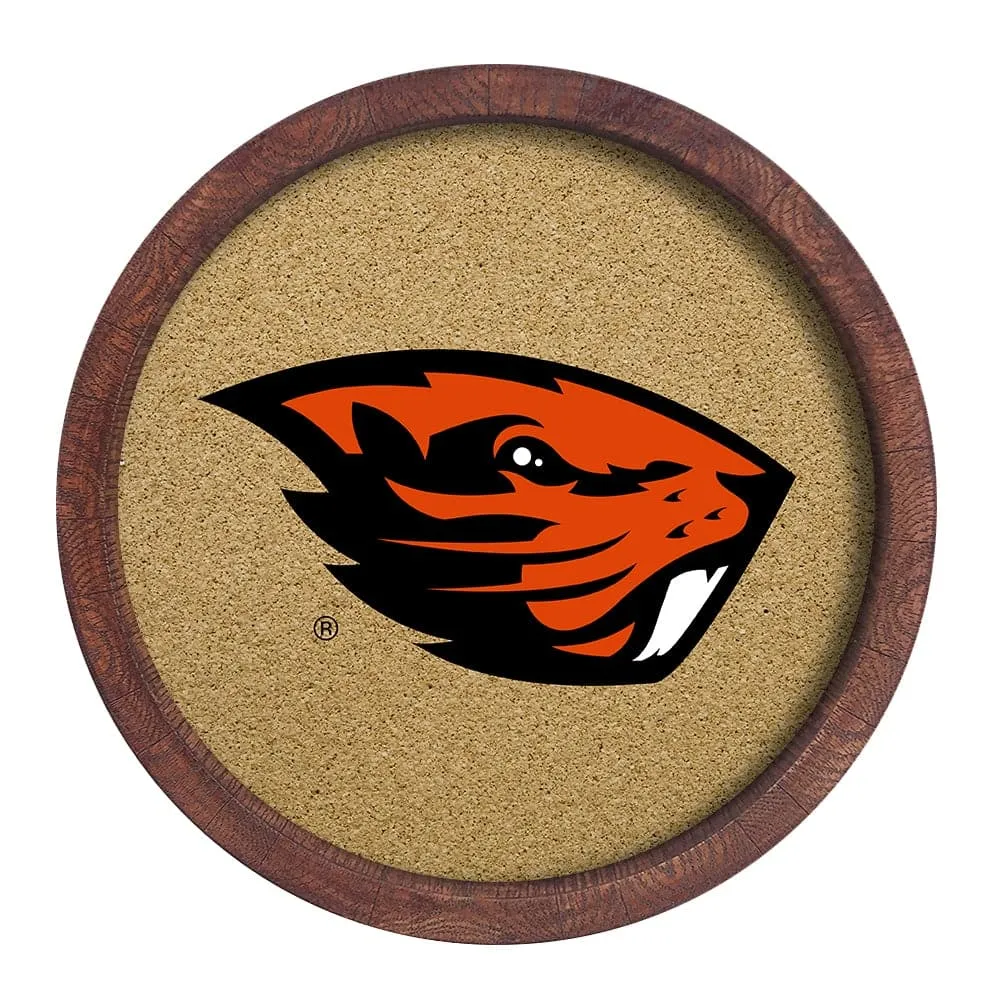 Oregon State Beavers: "Faux" Barrel Framed Cork Board