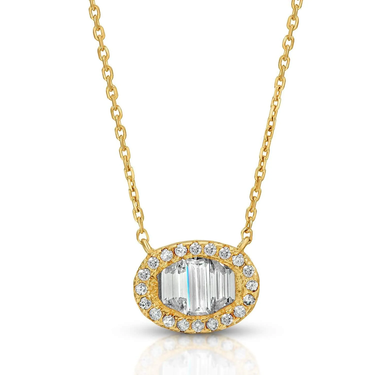 Oval Baguette Pendant Necklace