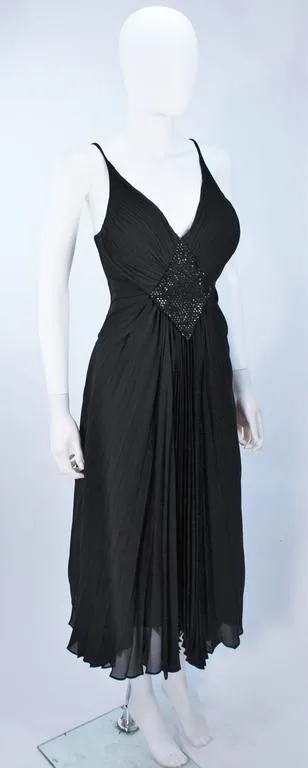 PACO RABANNE Black Silk Jerset Dress with Rhinestone Detail Size 42