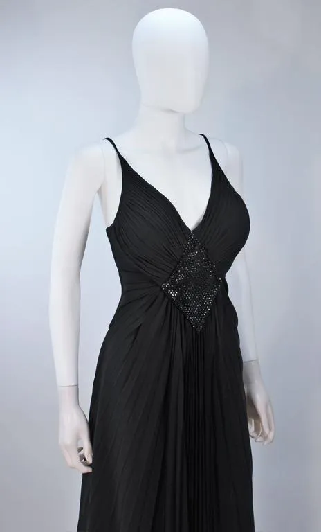 PACO RABANNE Black Silk Jerset Dress with Rhinestone Detail Size 42