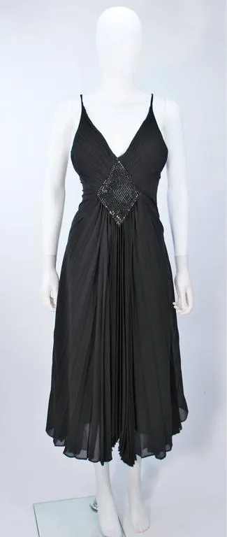PACO RABANNE Black Silk Jerset Dress with Rhinestone Detail Size 42