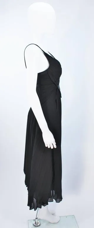 PACO RABANNE Black Silk Jerset Dress with Rhinestone Detail Size 42