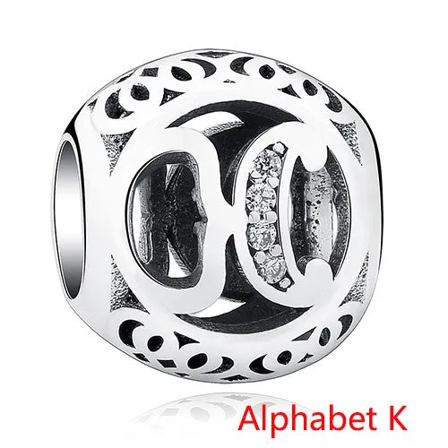 Pandora Style 925 Sterling Silver Jewelry Crystal Alphabet A-Z Letter Charms