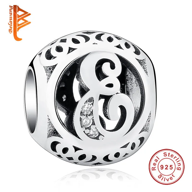 Pandora Style 925 Sterling Silver Jewelry Crystal Alphabet A-Z Letter Charms