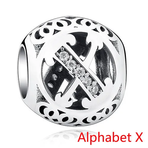 Pandora Style 925 Sterling Silver Jewelry Crystal Alphabet A-Z Letter Charms