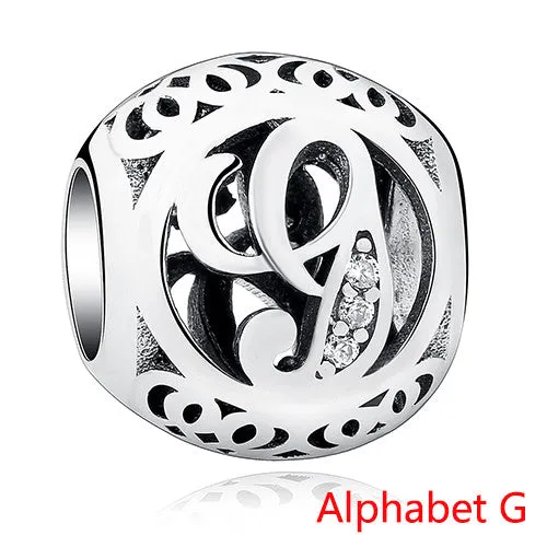 Pandora Style 925 Sterling Silver Jewelry Crystal Alphabet A-Z Letter Charms