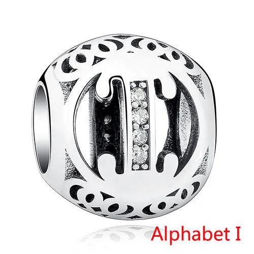 Pandora Style 925 Sterling Silver Jewelry Crystal Alphabet A-Z Letter Charms