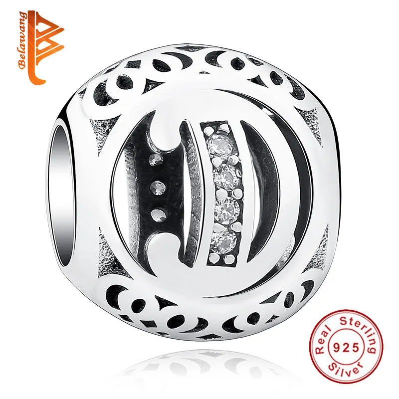 Pandora Style 925 Sterling Silver Jewelry Crystal Alphabet A-Z Letter Charms