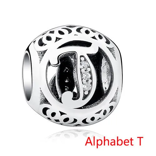 Pandora Style 925 Sterling Silver Jewelry Crystal Alphabet A-Z Letter Charms