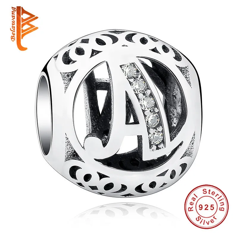 Pandora Style 925 Sterling Silver Jewelry Crystal Alphabet A-Z Letter Charms