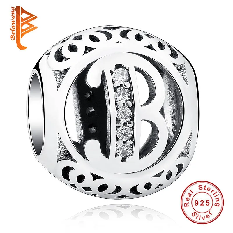 Pandora Style 925 Sterling Silver Jewelry Crystal Alphabet A-Z Letter Charms