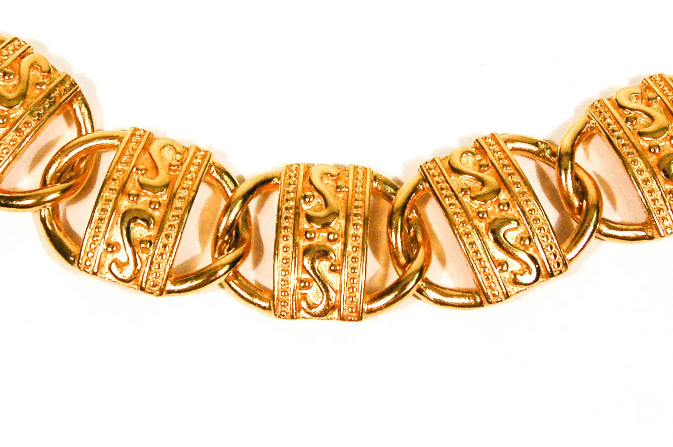Paquette Etruscan Inspired Gold Statement Necklace