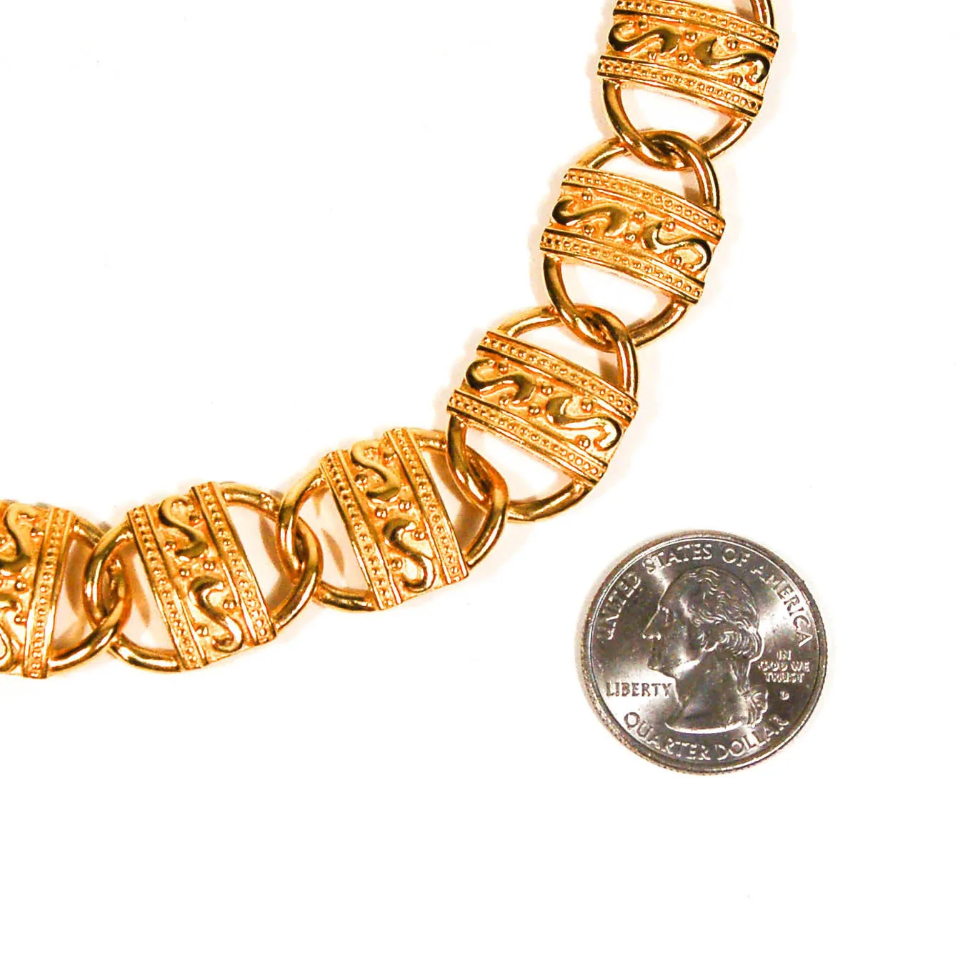 Paquette Etruscan Inspired Gold Statement Necklace