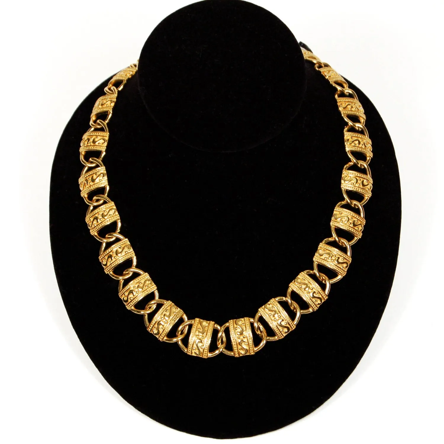 Paquette Etruscan Inspired Gold Statement Necklace