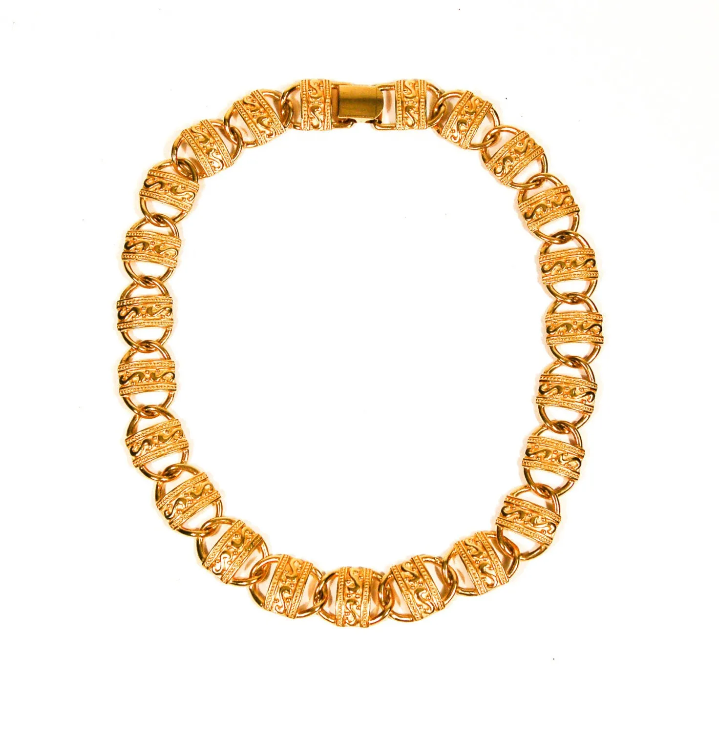 Paquette Etruscan Inspired Gold Statement Necklace