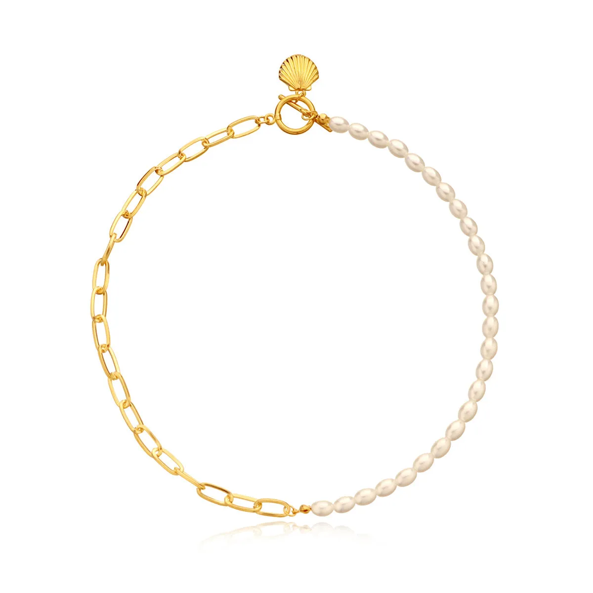 Pearl & 18K Gold-Plated Shell Pendant Necklace