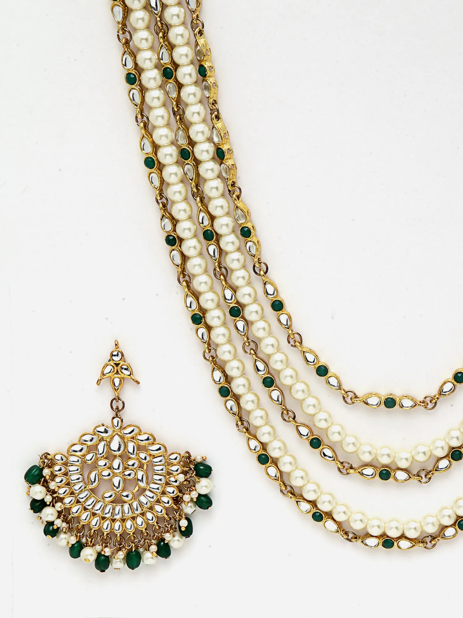 Pearl Kundan Multilayered Rani Haar Set