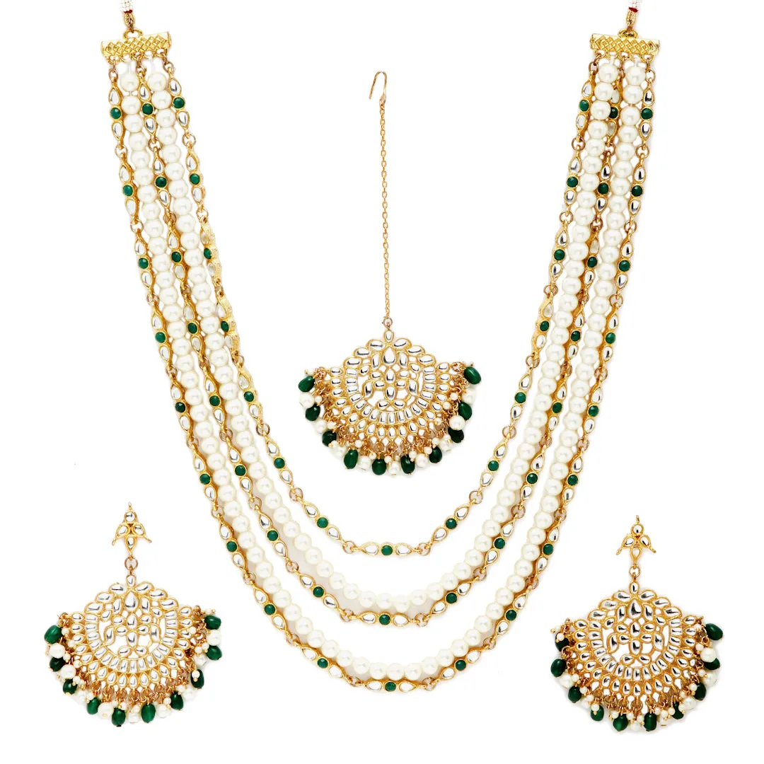 Pearl Kundan Multilayered Rani Haar Set