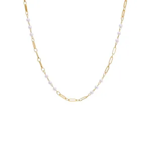 Pearl X Paperclip Chain Necklace