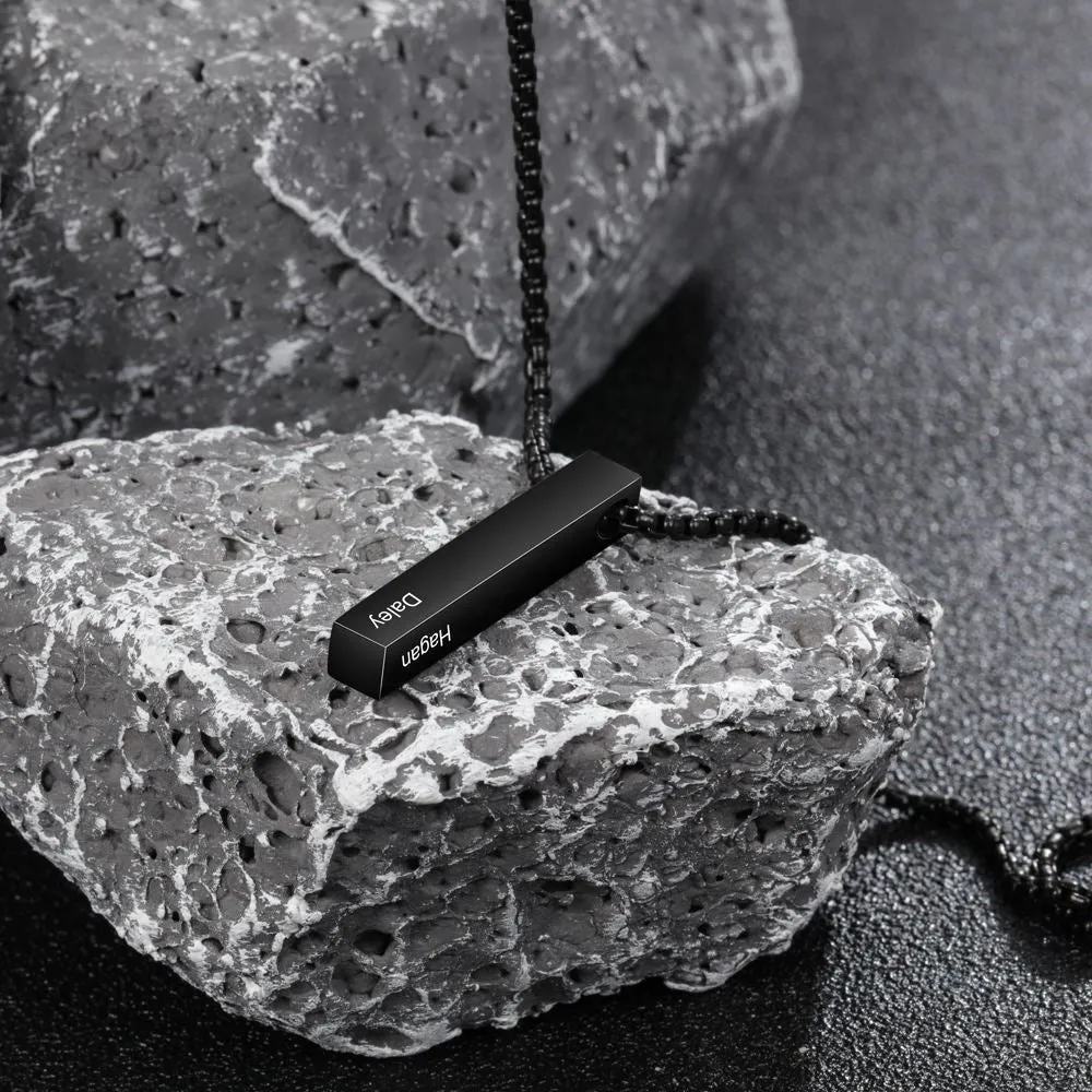 Personalized 4 Sides Engraving Name Men Necklaces