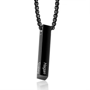 Personalized 4 Sides Engraving Name Men Necklaces