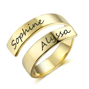 Personalized Stainless Steel Adjustable Rings for Women – Custom Engraved Name – Trendy Anniversary Jewelry