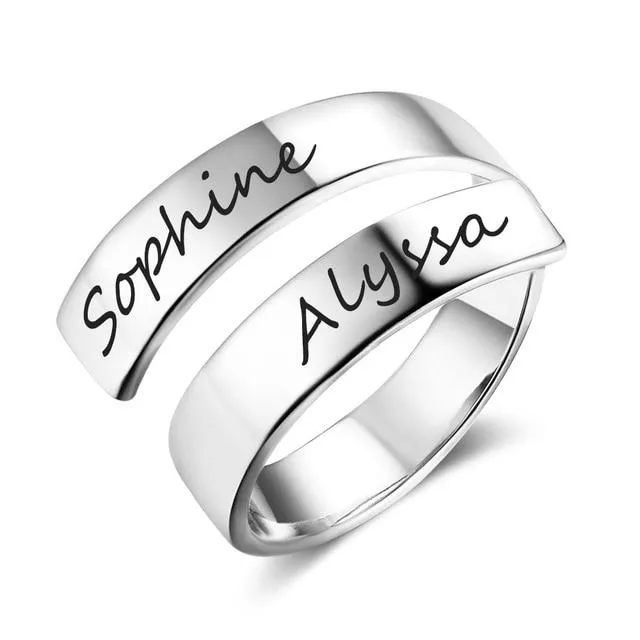 Personalized Stainless Steel Adjustable Rings for Women – Custom Engraved Name – Trendy Anniversary Jewelry