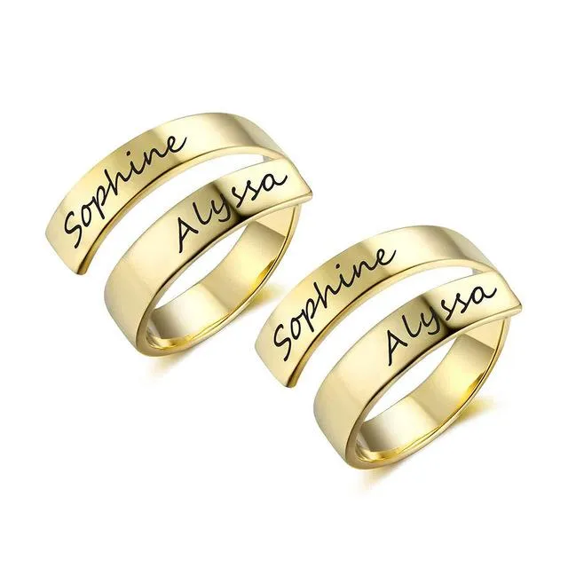 Personalized Stainless Steel Adjustable Rings for Women – Custom Engraved Name – Trendy Anniversary Jewelry