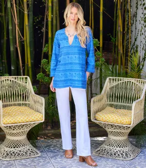 Petite Size 3/4 Sleeve Embroidered Tunic