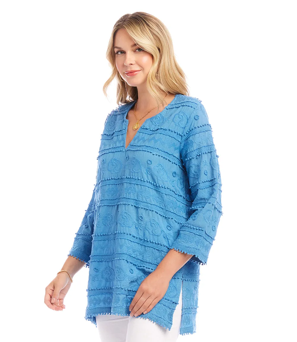 Petite Size 3/4 Sleeve Embroidered Tunic