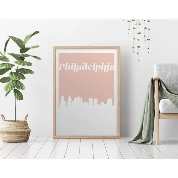 Philadelphia, Pennsylvania retro inspired city skyline