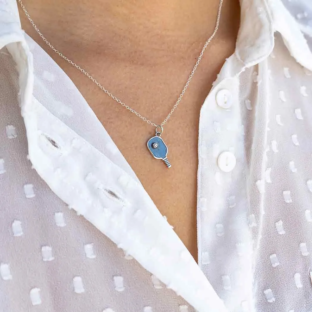 Pickleball Paddle Charm - Sports Pendant - Sterling Silver Necklace - Handmade Jewelry