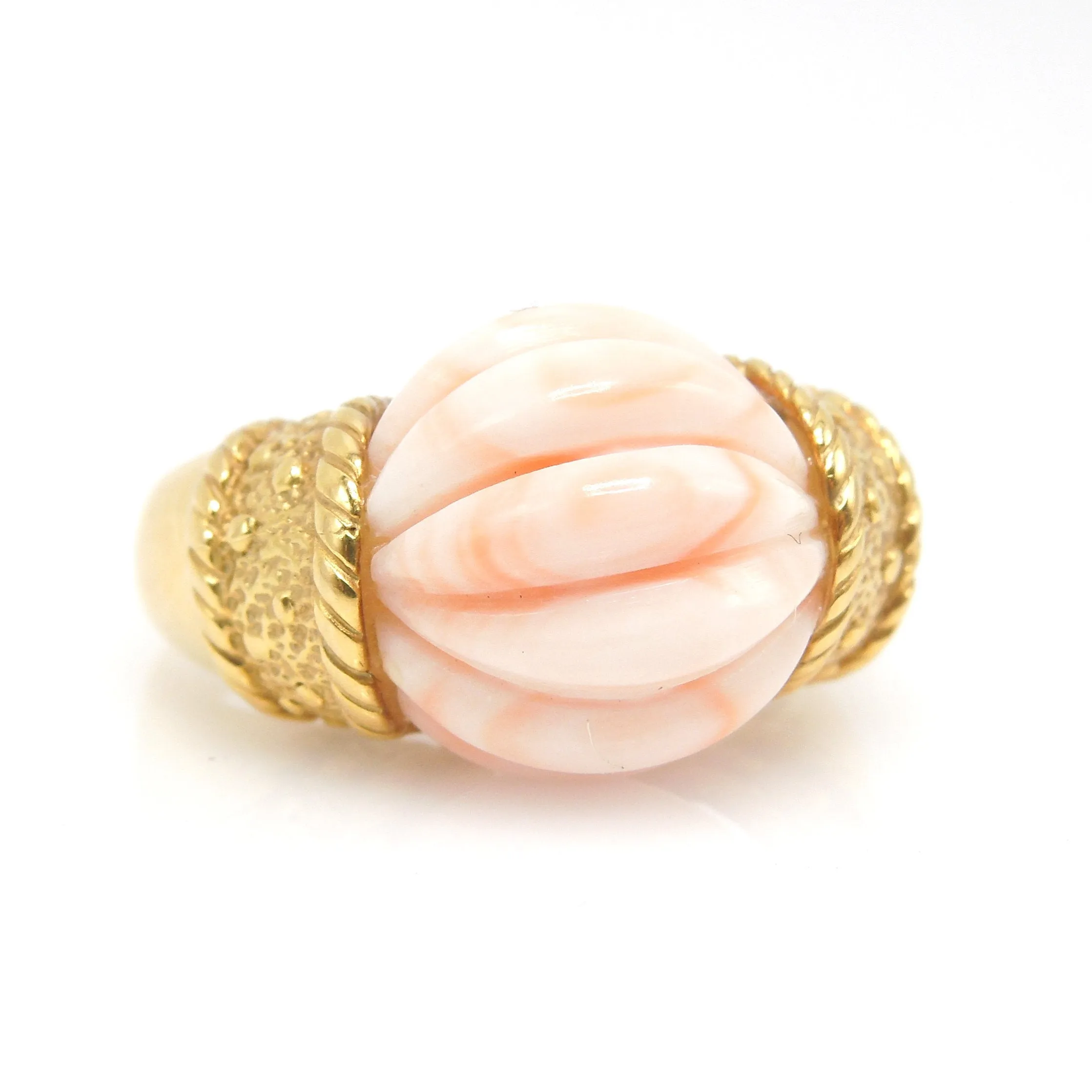 Pink Coral Statement Ring in 18K Yellow Gold