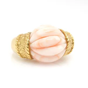 Pink Coral Statement Ring in 18K Yellow Gold