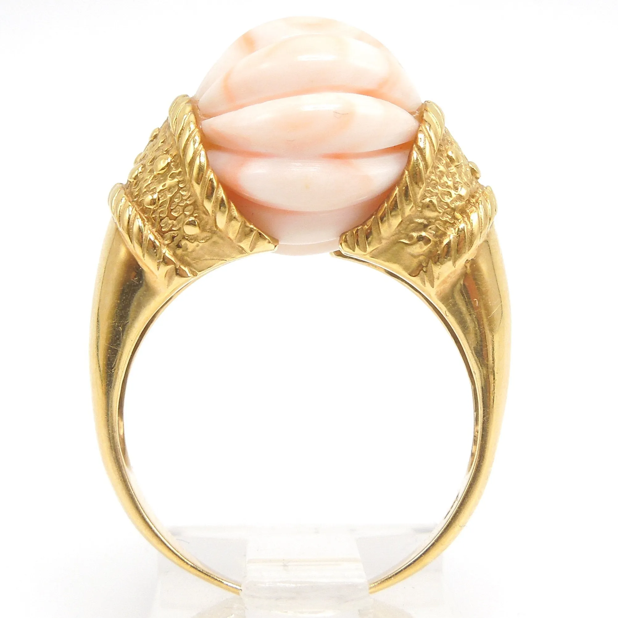 Pink Coral Statement Ring in 18K Yellow Gold