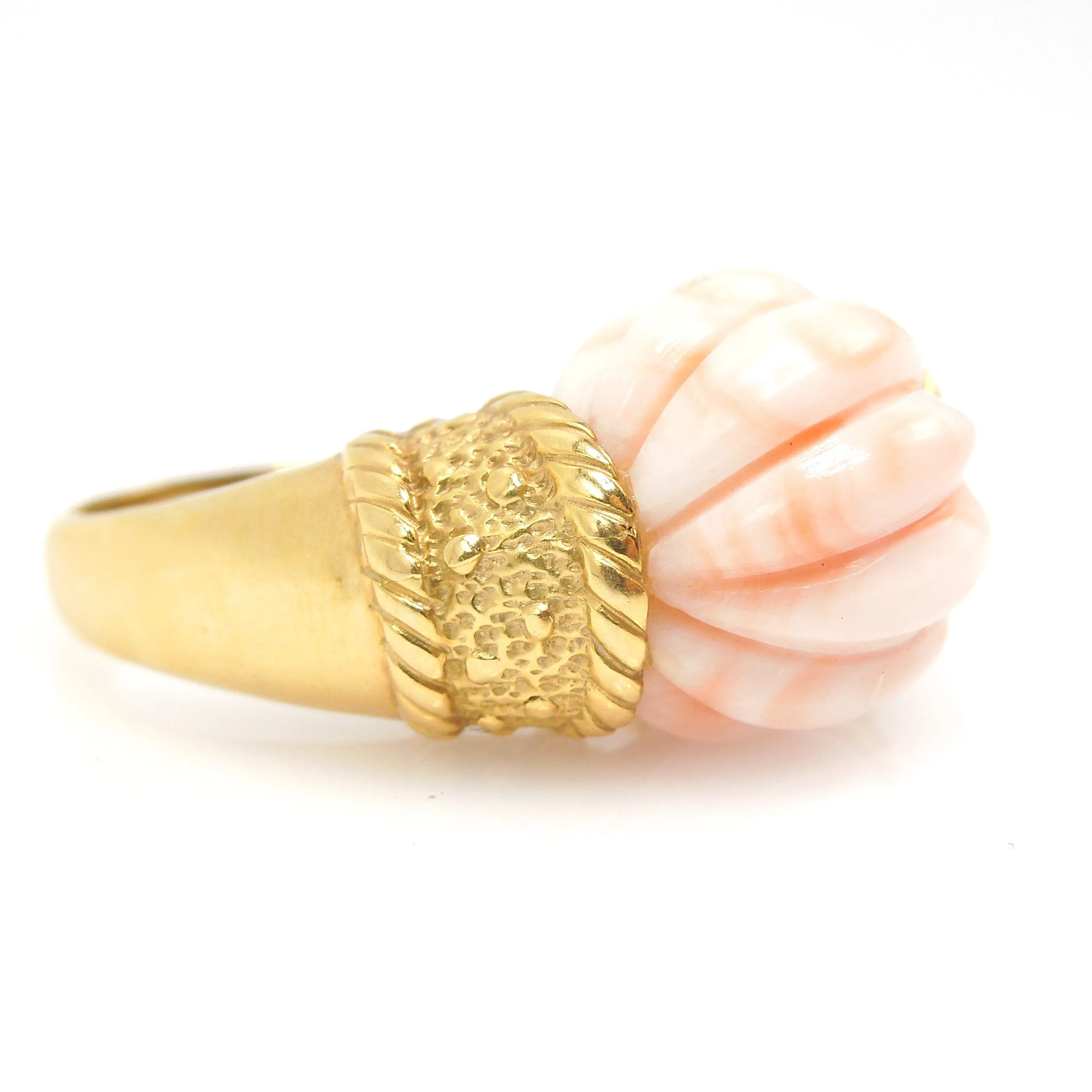 Pink Coral Statement Ring in 18K Yellow Gold