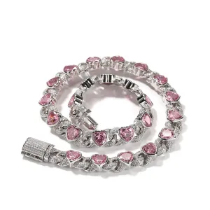 Pink Heart Necklace HipHop Geometric Charm Jewelry