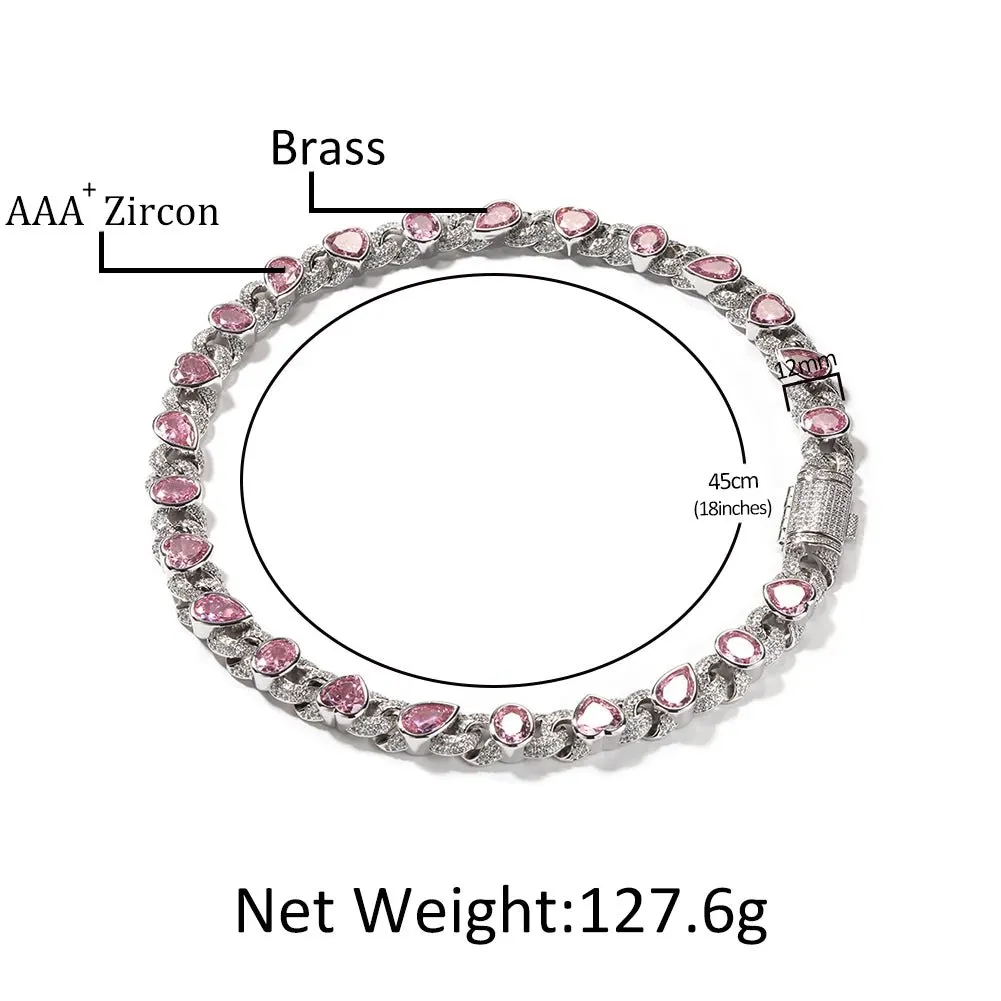 Pink Heart Necklace HipHop Geometric Charm Jewelry