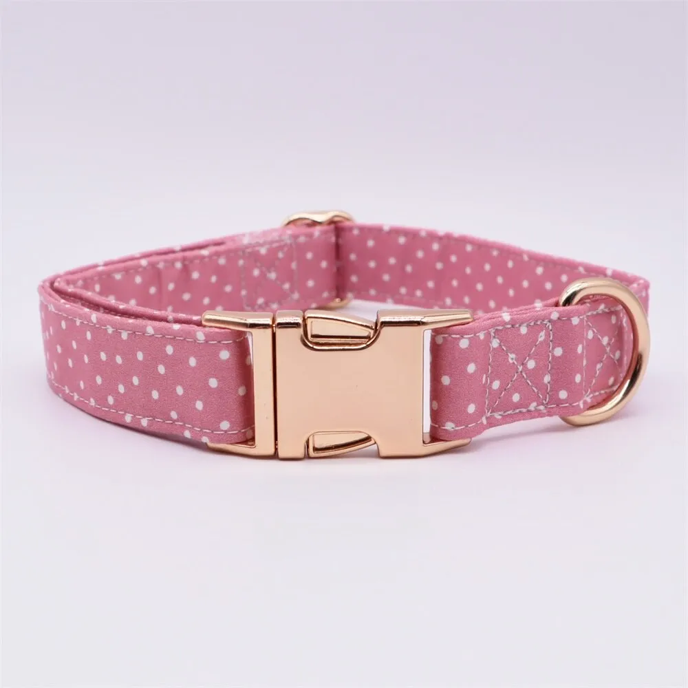 Pink Polka Dots Girly Butterfly Collar: Personalized Dog