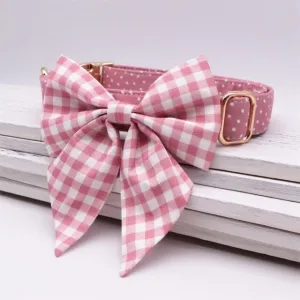 Pink Polka Dots Girly Butterfly Collar: Personalized Dog