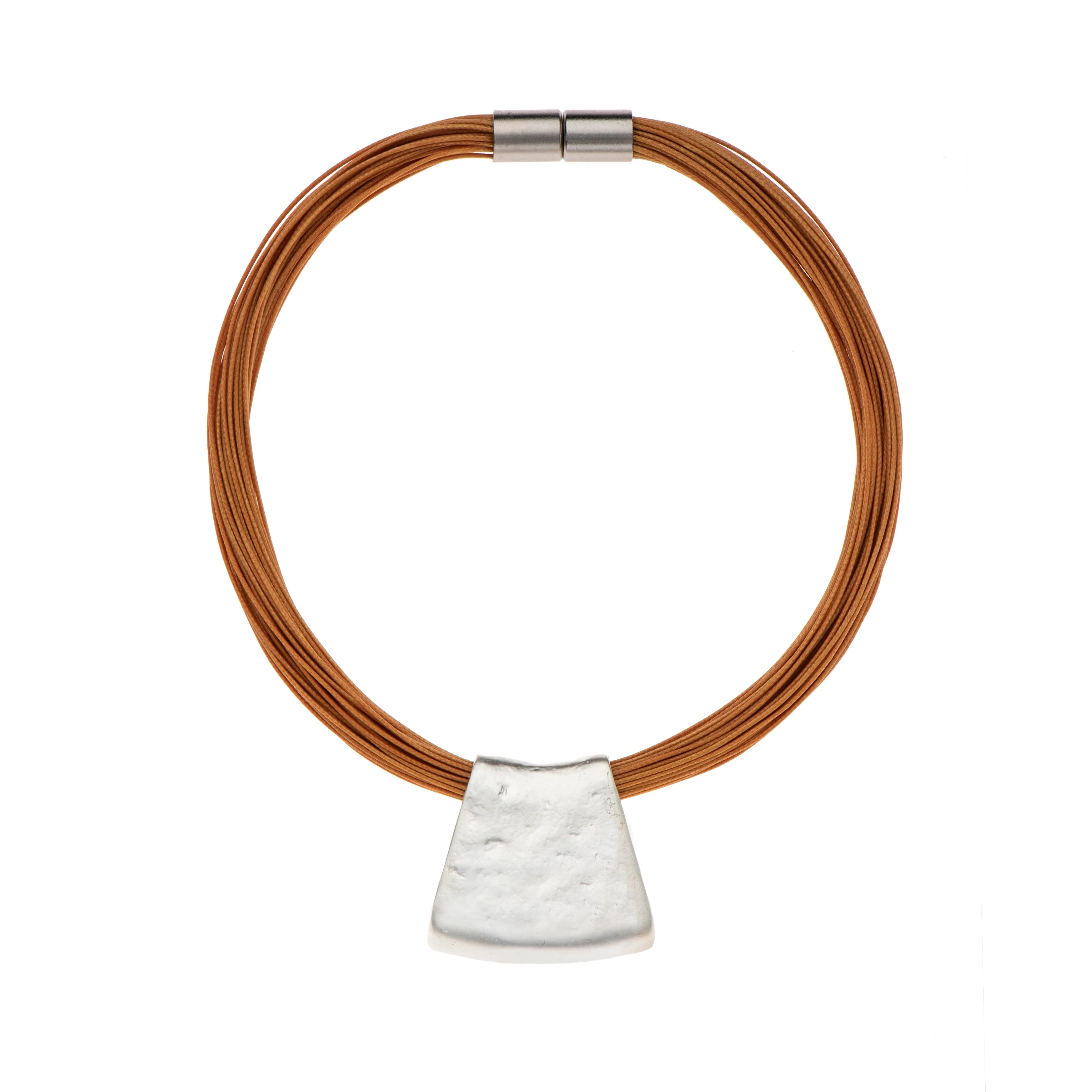 Piper - Trendy ochre & silver necklace and earrings