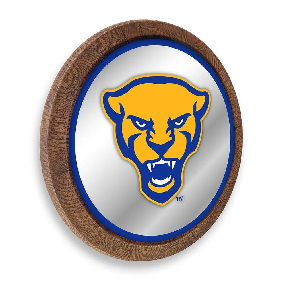 Pitt Panthers: Mascot - "Faux" Barrel Top Mirrored Wall Sign
