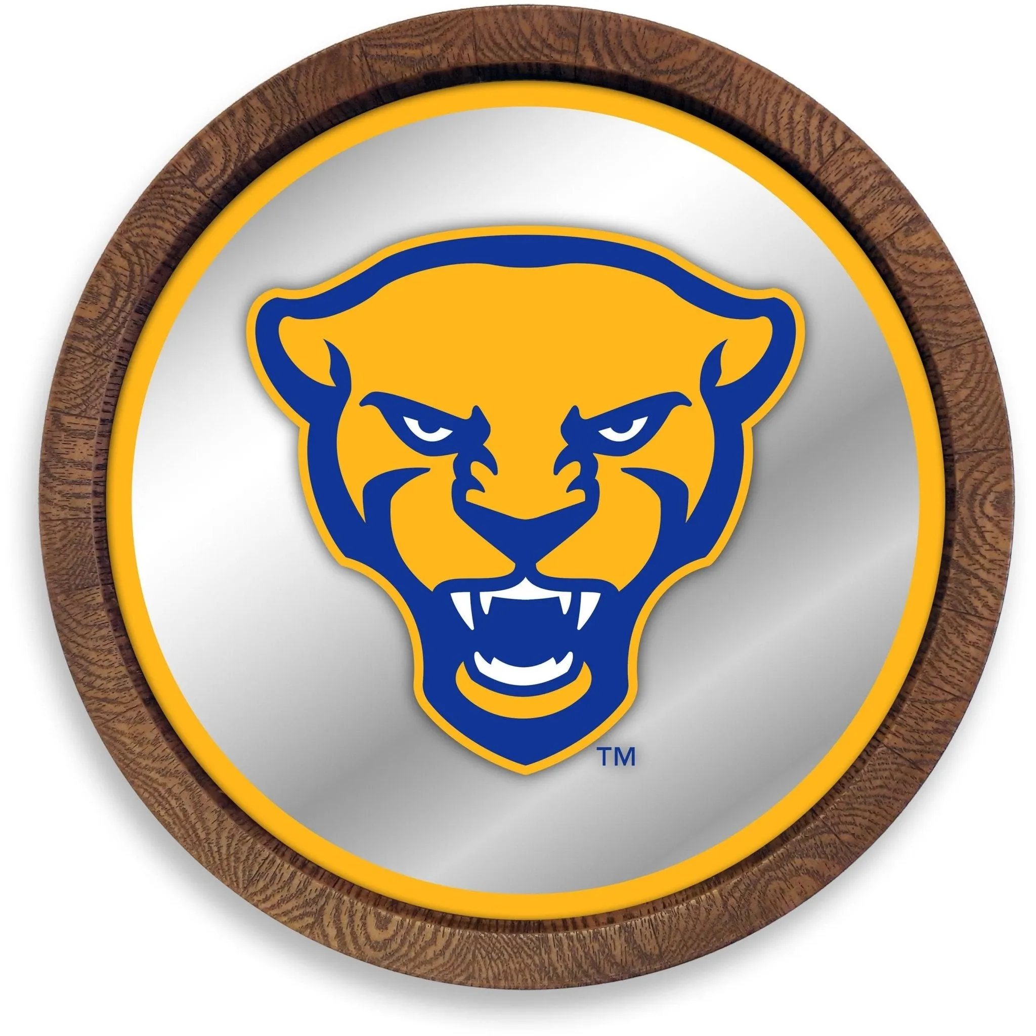 Pitt Panthers: Mascot - "Faux" Barrel Top Mirrored Wall Sign