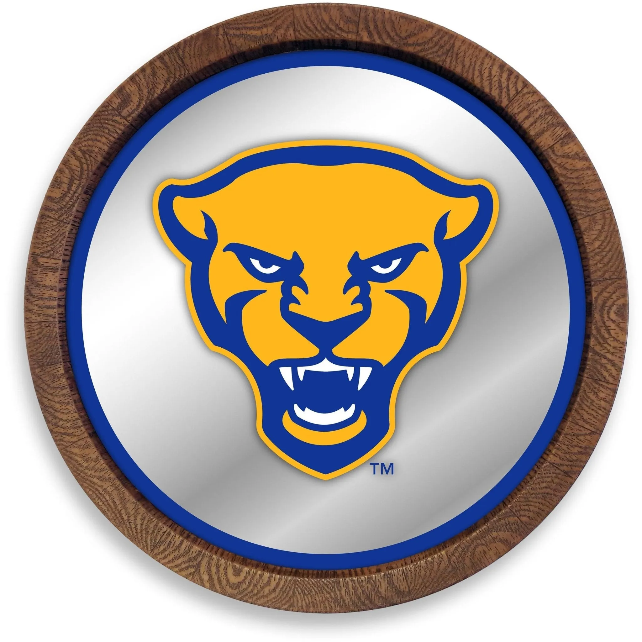 Pitt Panthers: Mascot - "Faux" Barrel Top Mirrored Wall Sign