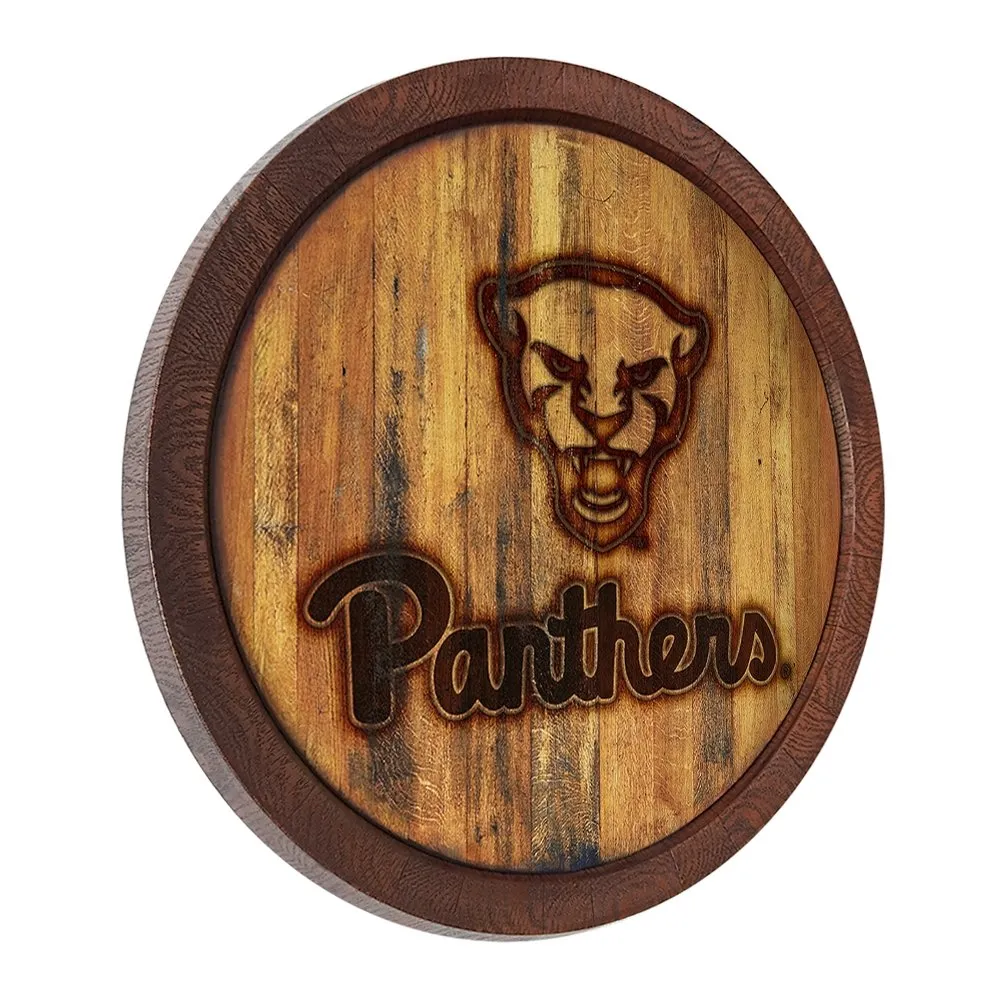 Pitt Panthers: Panther - Branded "Faux" Barrel Top Wall Clock