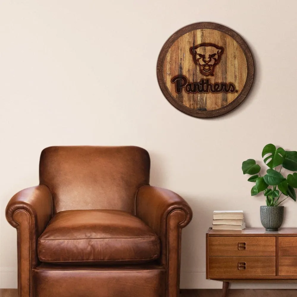 Pitt Panthers: Panther - Branded "Faux" Barrel Top Wall Clock