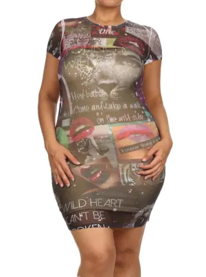 Plus Size Forever Young And Wild Graphic Print Dress