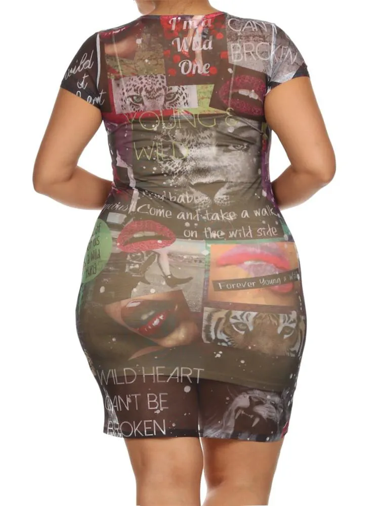 Plus Size Forever Young And Wild Graphic Print Dress