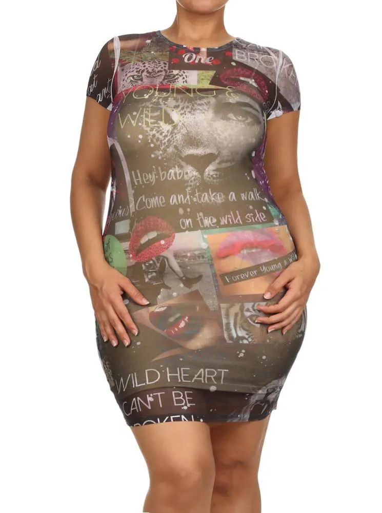 Plus Size Forever Young And Wild Graphic Print Dress
