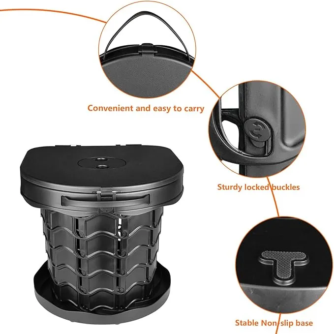 Portable Toilet, Boreeman Camp Toilet, Foldable and Height Adjustable, Load Capacity 400lbs, with Carrying Handle, Luggable Loo Portable Toilet, Perfect as Camping Toilet, Travel Toilet, Car Toilet